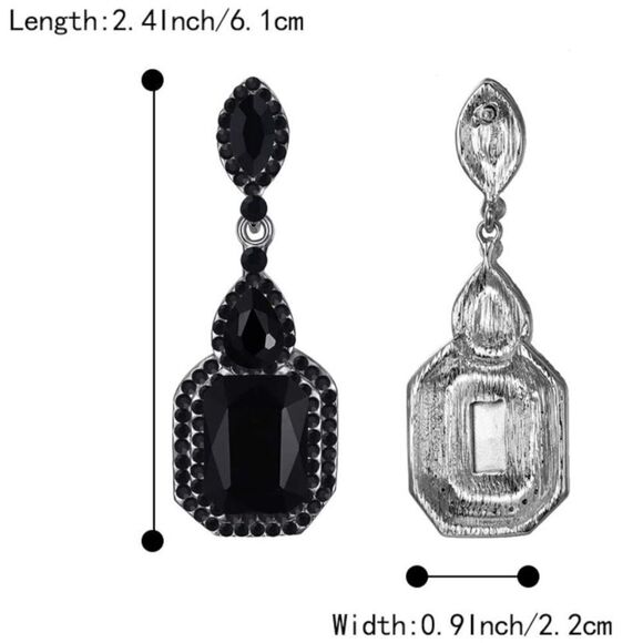 Gun Metal with White Diamond Austrian Crystal Infinity Chandelier Post Earrings - Picture 5 of 5